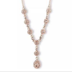 Sold Givenchy Rose Gold Y necklace Pink Crystals 16”